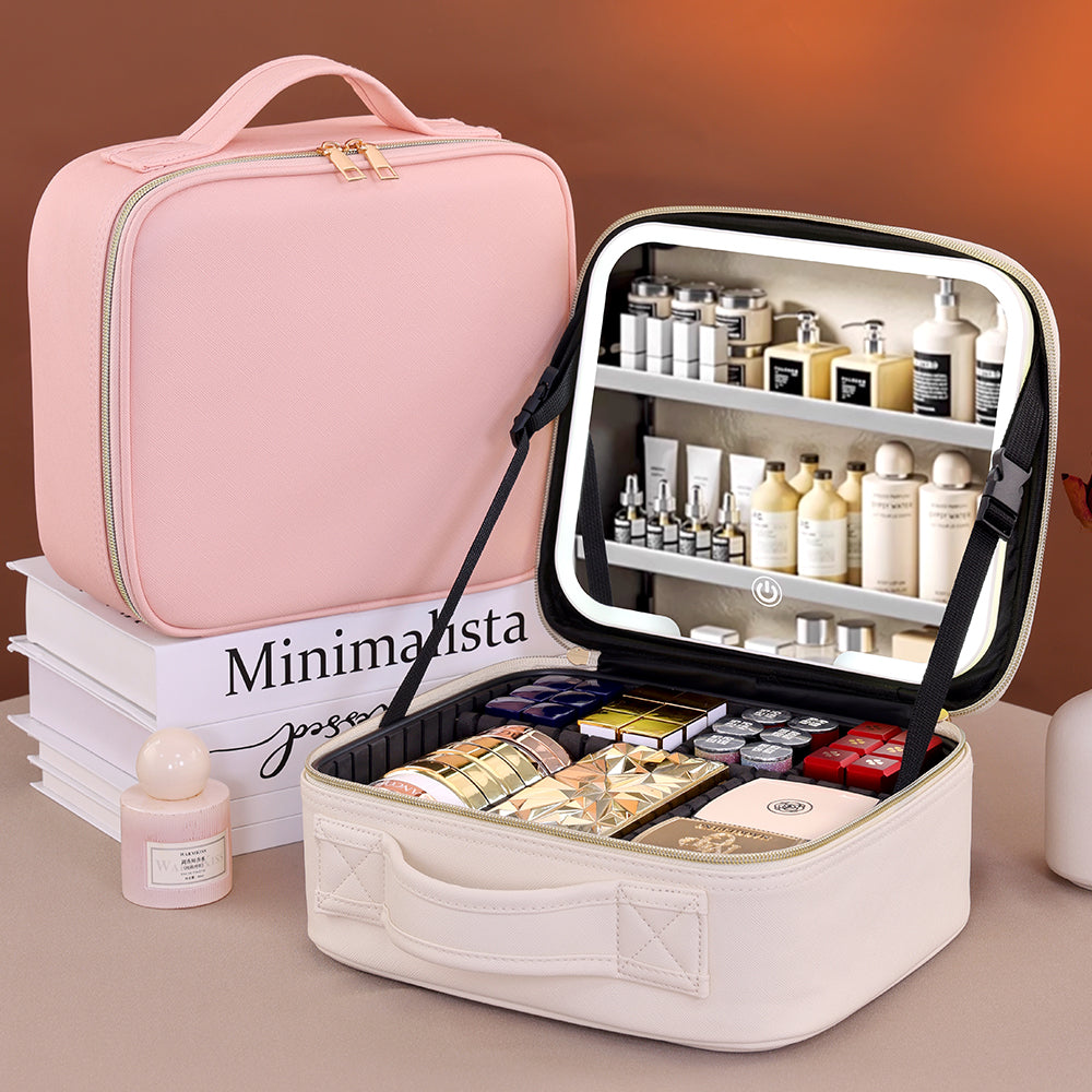 Beauty Station Pro: Organizador Portátil con Espejo LED