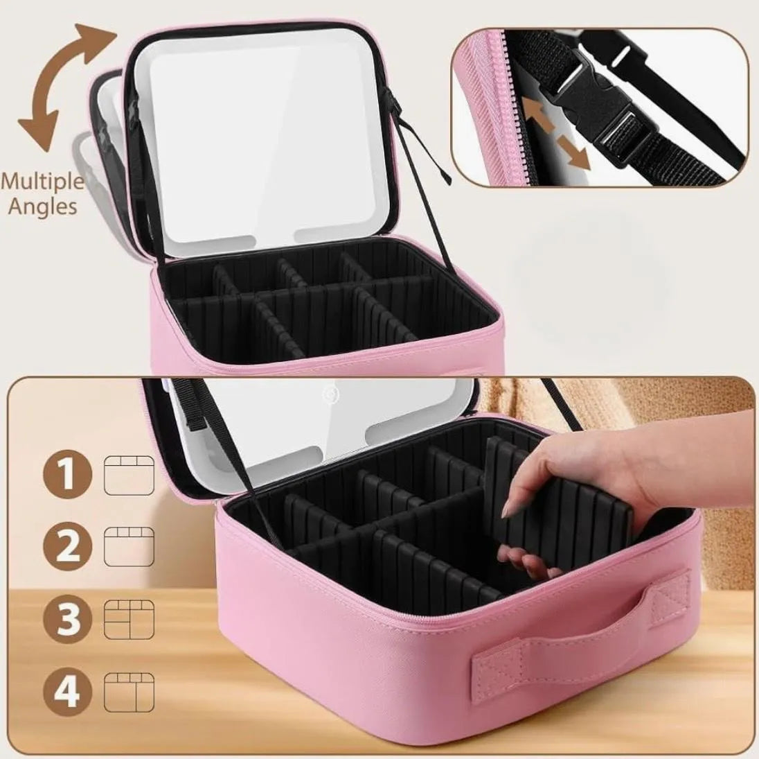 Beauty Station Pro: Organizador Portátil con Espejo LED