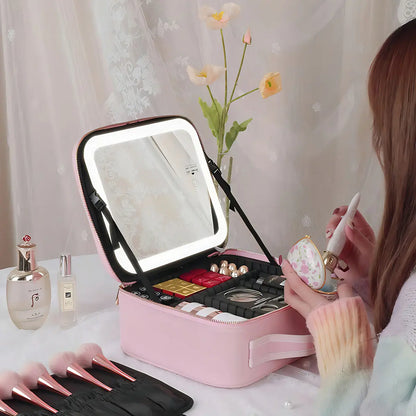 Beauty Station Pro: Organizador Portátil con Espejo LED